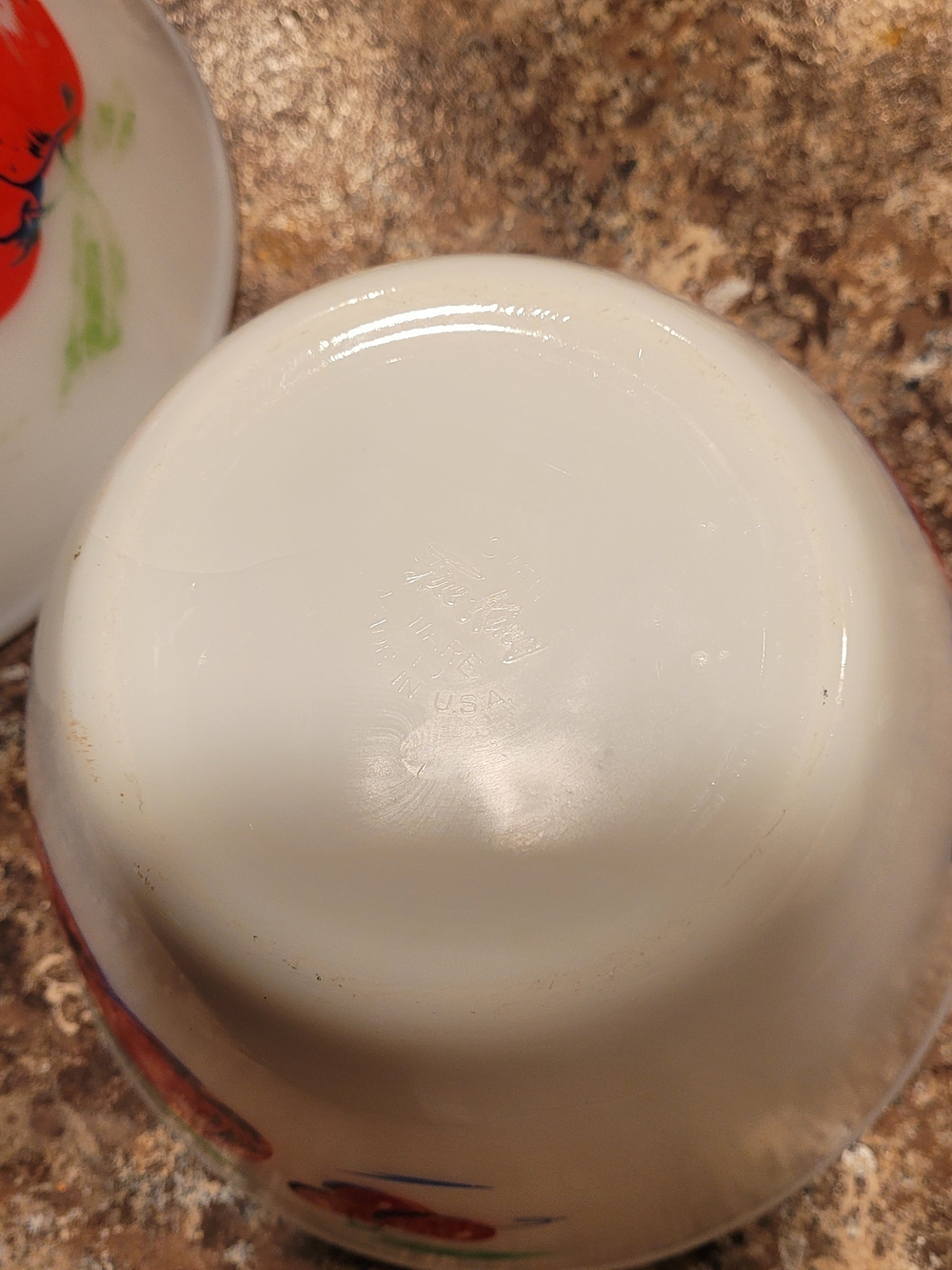 vintage Fire-King "Apples and Cherries" Milk Glass mixing bowls. Set Of 3. - Picture 13 of 16